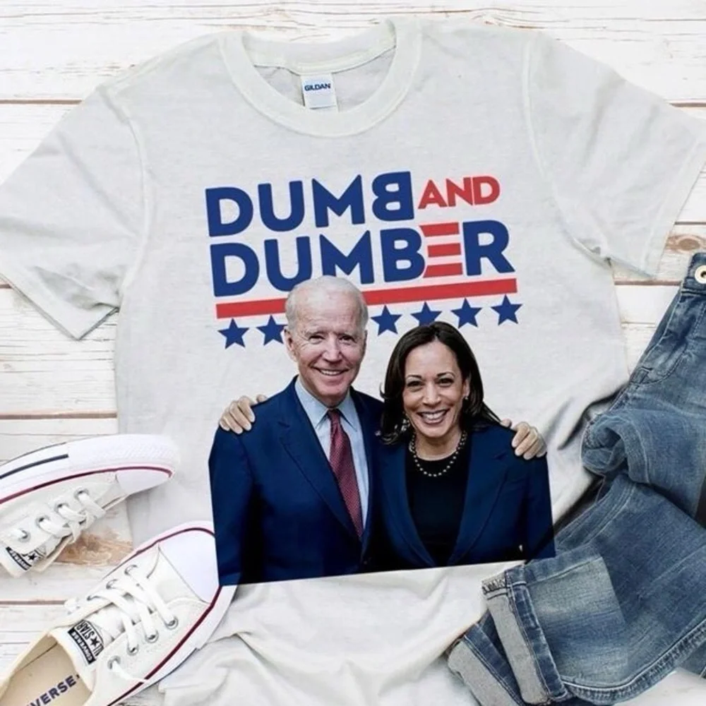 NWOT Dumb & Dumber Biden Harris Republican Political Novelty Graphic Tee Shirt - Picture 5 of 8